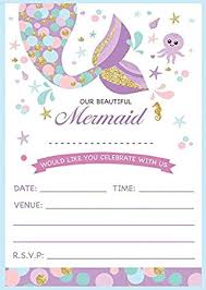 Ebs Mermaid Themed Pink Birthday Party Invites Invitations X 10 Pack