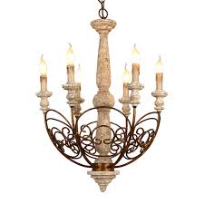 Us 616 0 French Romantic Pastoral Solid Wood Droplight Iron Art Candle Light For Living Room Restaurant Bar Shop Decoration 110v 220v In Chandeliers