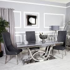 A dining room is so much more than just a table with chairs. Zenia Grey And Chrome Dining Table And 6 Dark Grey Dining Chairs Set Picture Perfect Home