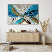 Teal Gold Wall Art Teal Gold Painting