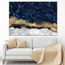 Blue Gold Marble Canvas Luxury Wall Art