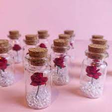 10pcs Red Rosesrose In A Mini Glass