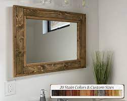 Herringbone Rustic Wood Framed Bathroom