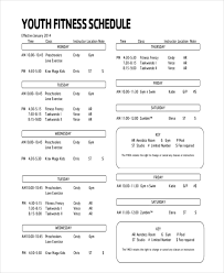 Fitness Schedule Template 12 Free Excel Pdf Documents