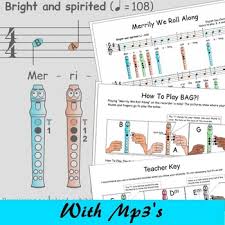 Recorder With Finger Chart Merrily We Roll Along