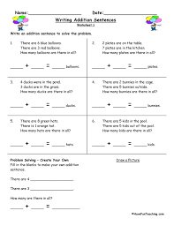 Writing Addition Sentences Worksheet