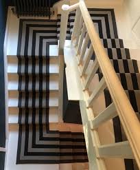 monochrome striped stair carpet runner