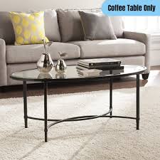 Glass Top Oval Cocktail Coffee Table