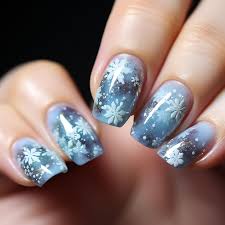 icy snowflakes nails design