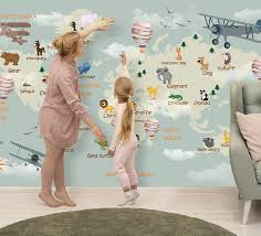You can also choose from bedroom, babies there are 186 suppliers who sells wallpaper boy kids room on alibaba.com, mainly located in asia. Amazon Com Murwall Nursery Wallpaper For Kids World Map Wall Mural Cartoon Animals And Hot Air Balloon Wall Print Children Rooms Boys Girls Bedroom Play Room Handmade