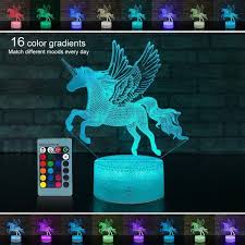 3d Unicorn Gifts Unicorn Night Light For Girls Led Illusion Lamp Unicorn Toys For Girls Birthday Gift Kids Toys Room Decor Lighting As Christmas Gifts 7 16 Color Bedside Lamp Remote Control Wish