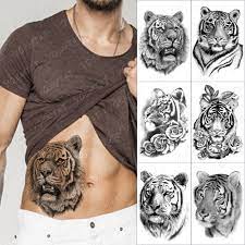 Эскиз Реалистичная Тигр временная татуировка наклейка для мужчин женщин  мужчин Взрослый Волк Лев водонепроницаемый бриллиант дикие животные  боди-арт тату | AliExpress