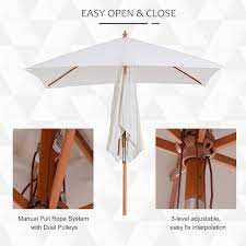 Outsunny 6 6x5ft Wooden Patio Umbrella