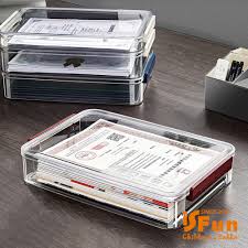 iSFun 透視卡扣桌上證件文件整理收納盒大號白| 含蓋式| Yahoo奇摩購物中心