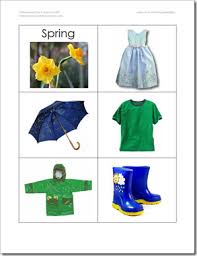 Seasons Match Clothing Cards Great For Pocket Chart
