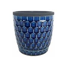 6 Cobalt Blue Honeycomb Ceramic Planter