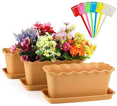 Large copper plastic planters outdoor garden flower pots & window box porch yard. Window Boxes For Planting Greaner 3 Packs Brown Plastic Window Succulent Flower Planters With Saucer For Garden Planting Home Indoor Outdoor Decoration Windowsill Patio Porch Trends Wide