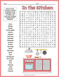 in the kitchen word search