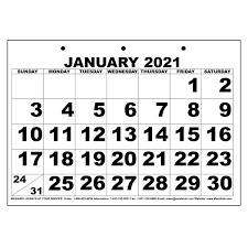 Add your notes, official holidays before you print. Maxiaids Low Vision Print Calendar 2021