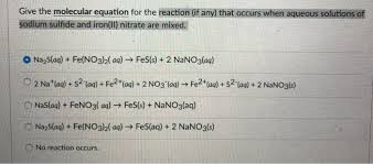 molecular equation for the reaction