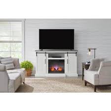 Home Decorators Collection Kerrington 60 In W Freestanding Media Console Electric Fireplace Tv Stand In White With Gray Top