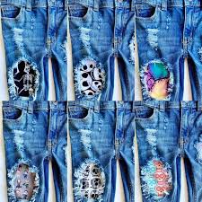 Halloween Baby Toddler Boys Girls Unisex Distressed Deconstructed Peekaboo Fabric Patch Skinny Denim Jeans