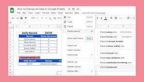 how to transpose data in google sheets