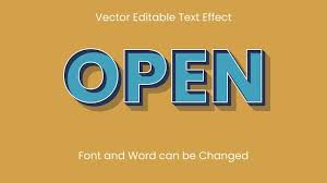 vector open name text effect retro style