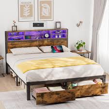 alohappy queen bed frame with storage