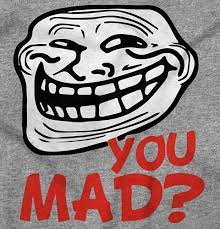Brisco Brands Troll Face You Mad Trollface Meme Graphic T Shirt Men or  Women Sport Grey | Amazon.com