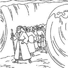 The coloring sheet shows moses parting the red sea, when the egyptian army traps the israelites with mountain one side and red sea in front of them. Moses Coloring Pages Free Printables Momjunction