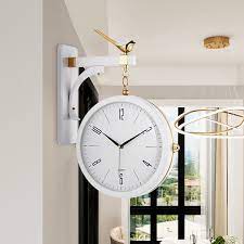 Modern Double Sided Wall Clock White