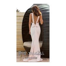 Pia Michi Pink 1735 Open Back Bow Detail Long Dress In 2019