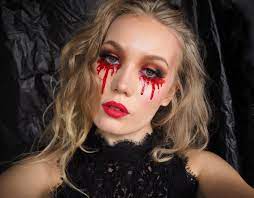 easy halloween makeup look blood tears