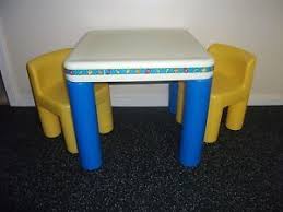 Your kiddos will have a ball playing at this little tikes toddlers' garden table and chair set. Little Tike Table And Chairs Vtg Little Tikes Classic Kids Childs Activity Table Chairs Set Blu Swing Chair Diy Kids Table Chair Set Toddler Table And Chairs