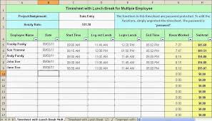 Timesheet Calculator With Lunch Employee Time Sheets Excel Kays