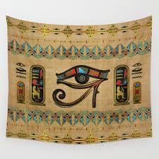 horus ornament on papyrus wall tapestry