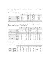 Clothing Size Chart 6 Free Templates In Pdf Word Excel