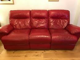dfs leather 3 seater recliner sofa red