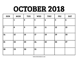 calendar october 2018 printable old