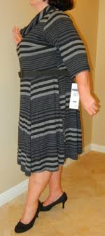 Robbie Bee Gray Striped Infinity Scarf Belted Knit Mid Length Work Office Dress Size 20 Plus 1x 59 Off Retail