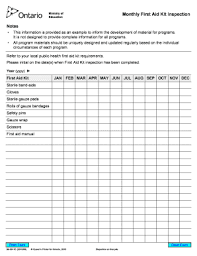 first aid kit inspection form fill
