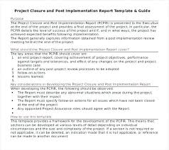 Monthly Review Meeting Template Project Get Closure Report