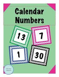 Pocket Chart Calendar Numbers Chevron