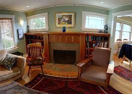 fireplace mantel and bookshelves