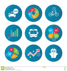 Transport Icons Taxi Car Bicycle Bus And Ship Stock