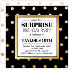 Black And Gold Surprise Birthday Invitation Big Square Inspirational