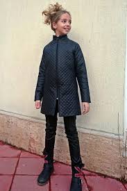 Black Faux Leather Quilted Coat For