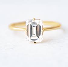 Xiaodou women's 5ct birthstone solitaire engagement ring emerald cut created green emerald 925 sterling silver engagement wedding ring (9) 4.3 out of 5 stars 91. Laura Preshong Louise Emerald Cut Engagement Ring