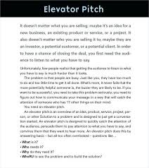Elevator Speech Template Job Seekers Pitch Puntogov Co
